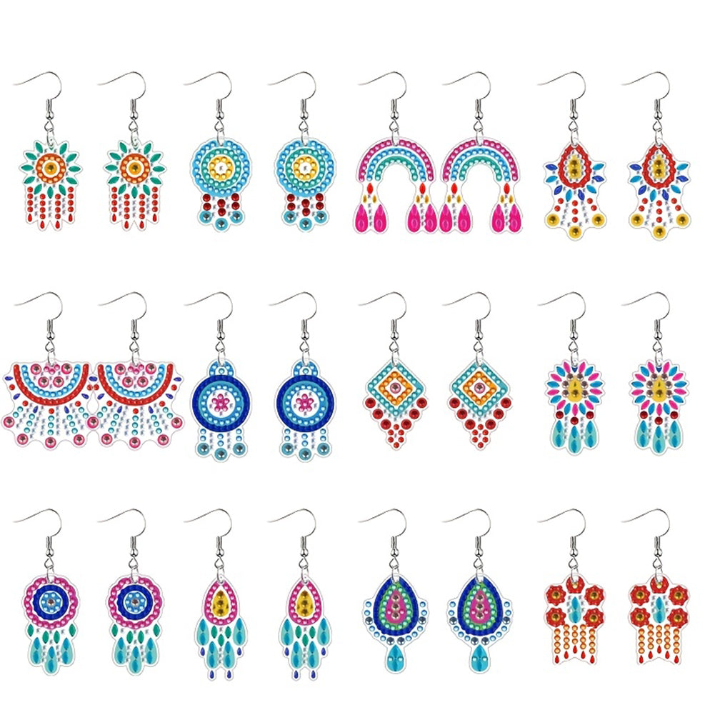 12 Pairs Diamond Painting Earrings DIY Diamond Art Earrings for Adults (B)