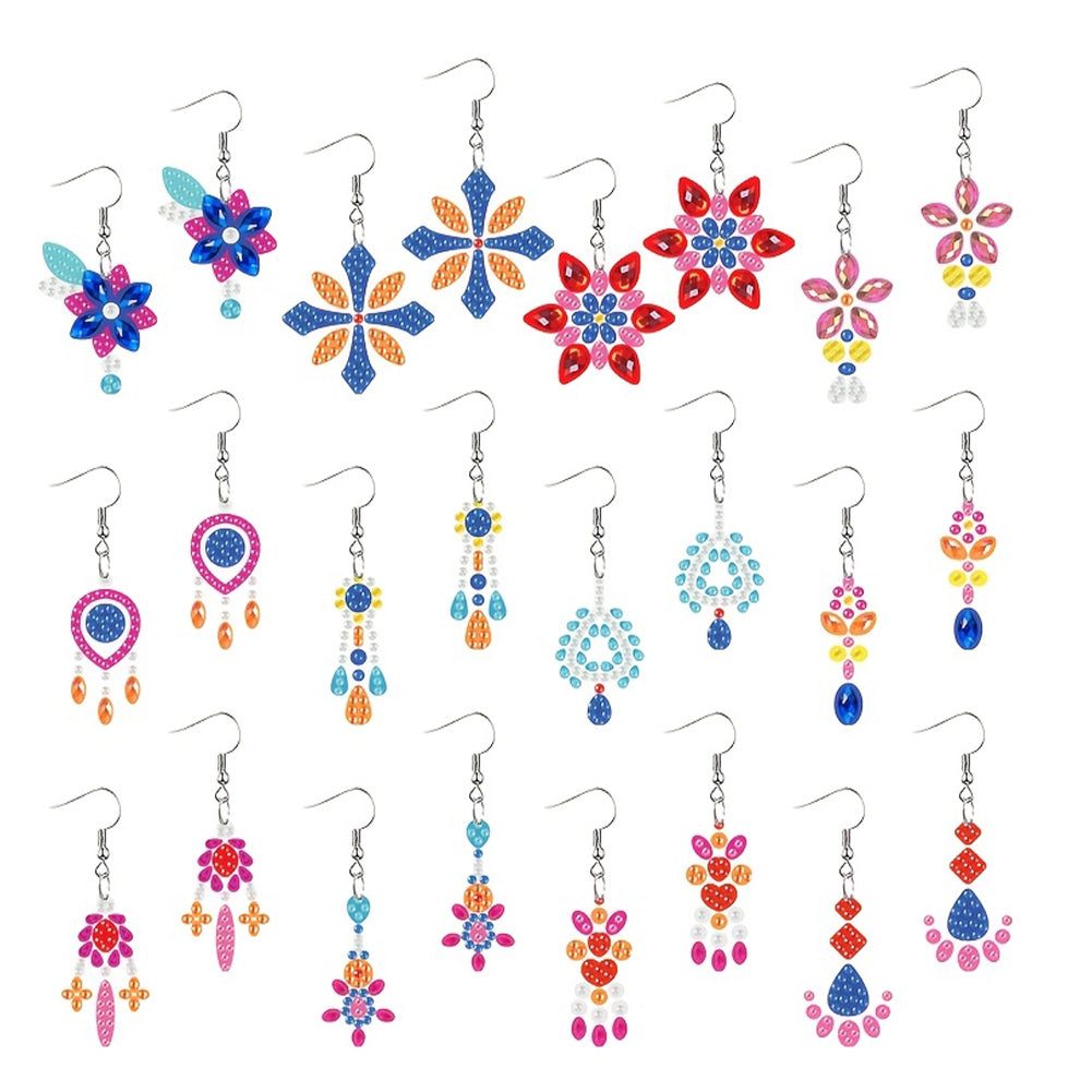 12 Pairs Diamond Painting Earrings DIY Diamond Art Earrings for Adults (C)
