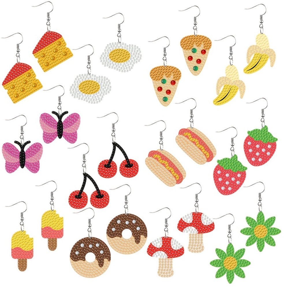 12 Pairs Diamond Painting Earrings DIY Diamond Art Earrings for Adults (D)