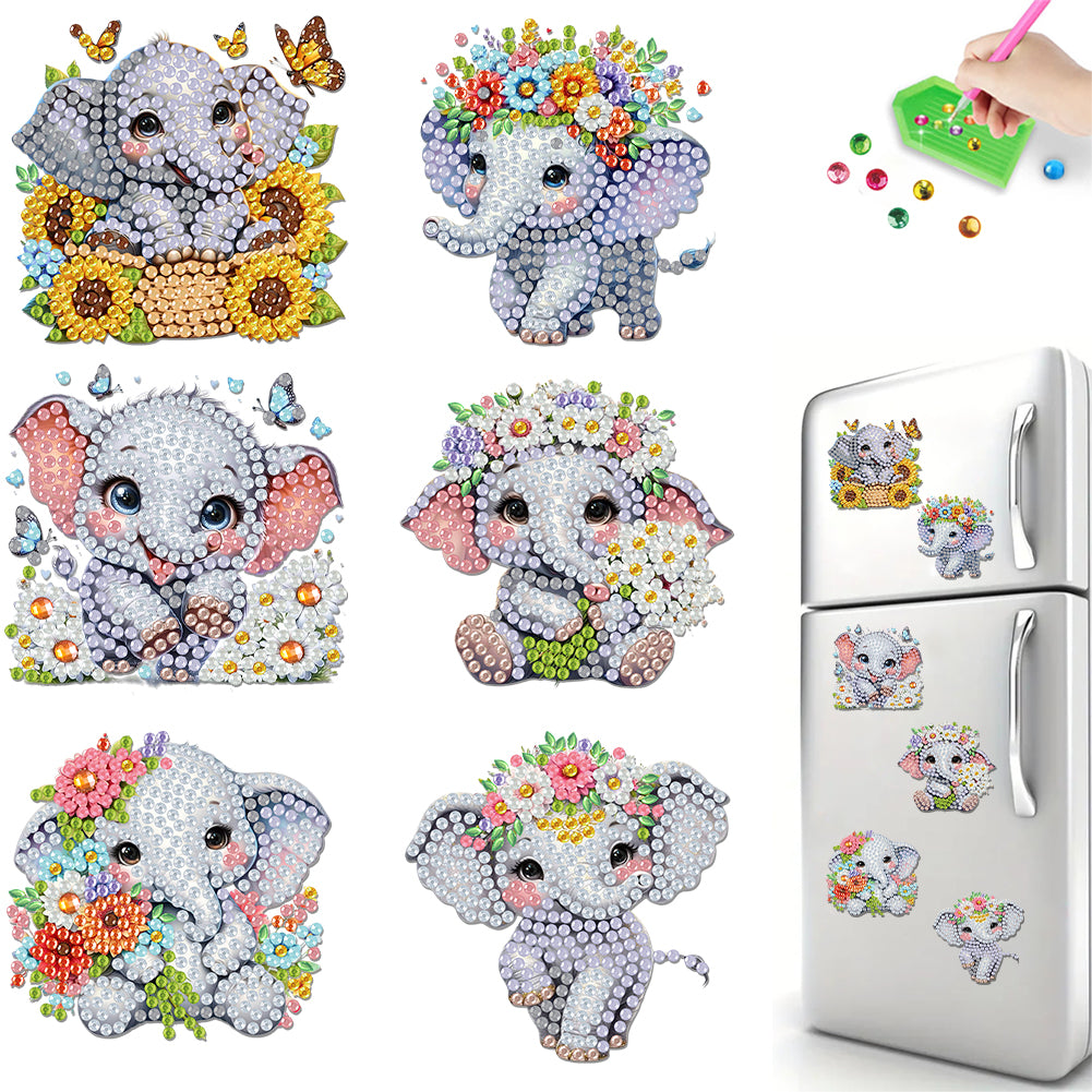 6Pcs Diamond Painting Refrigerator Magnets Diamond Art Kits for Adults (A)