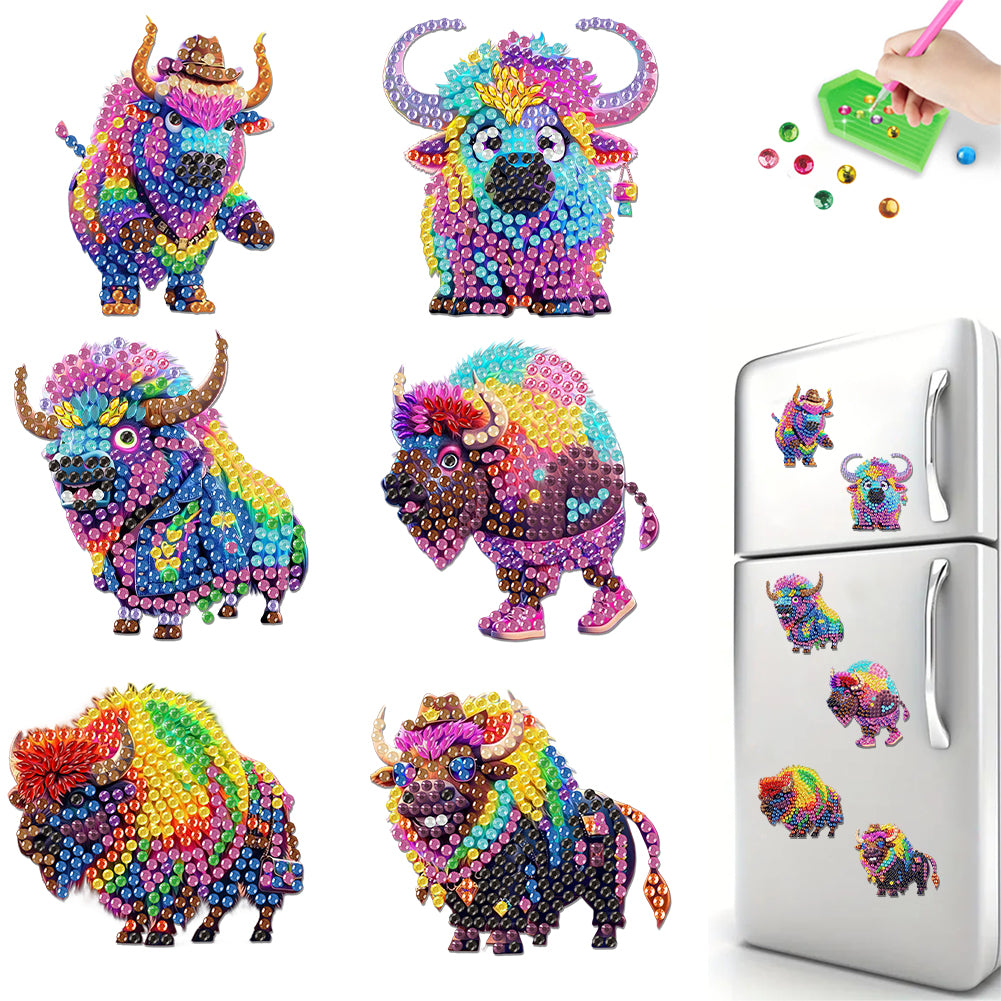 6Pcs Diamond Painting Refrigerator Magnets Diamond Art Kits for Adults (E)