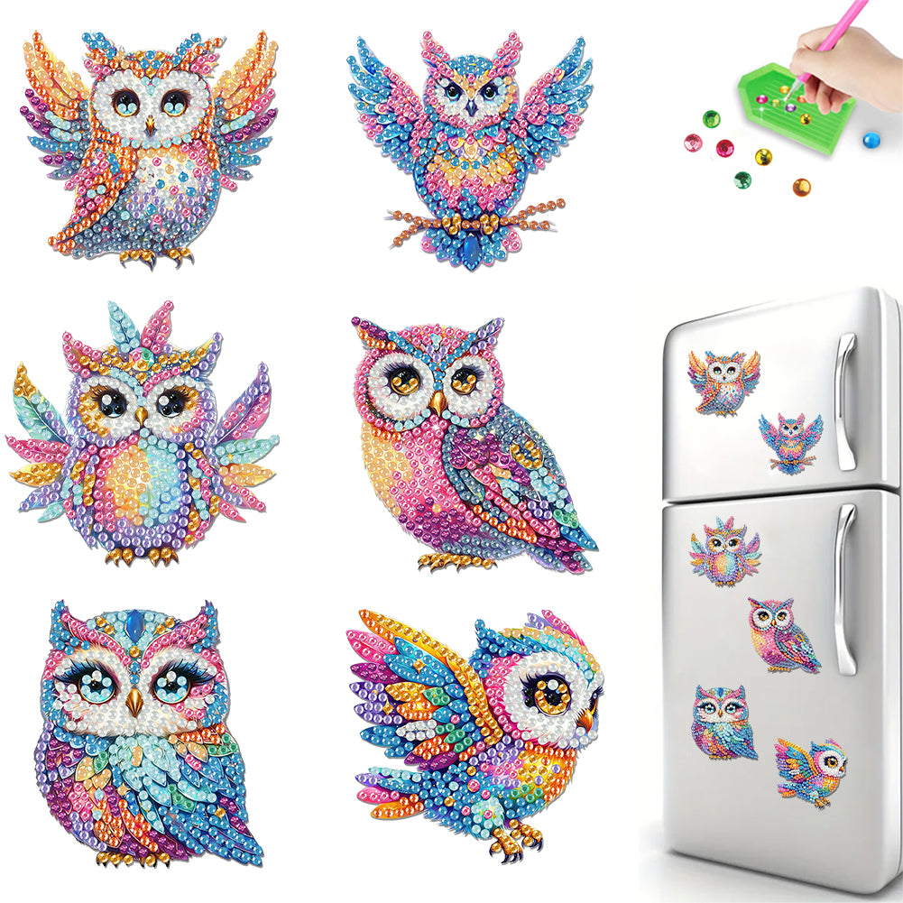 6Pcs Diamond Painting Refrigerator Magnets Diamond Art Kits for Adults (H)