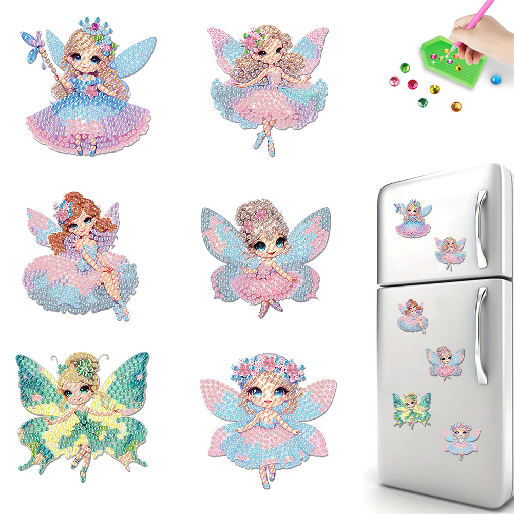 6Pcs Diamond Painting Refrigerator Magnets Diamond Art Kits for Adults (K)