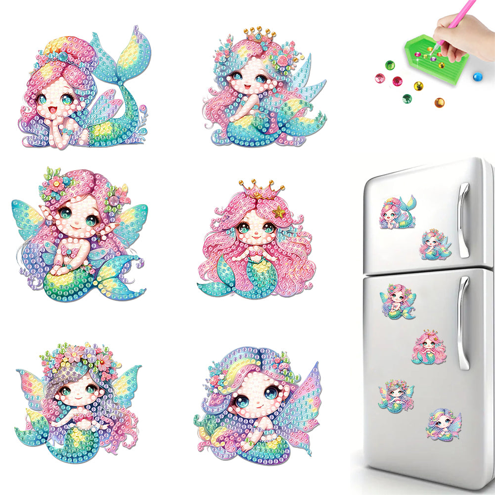 6Pcs Diamond Painting Refrigerator Magnets Diamond Art Kits for Adults (L)