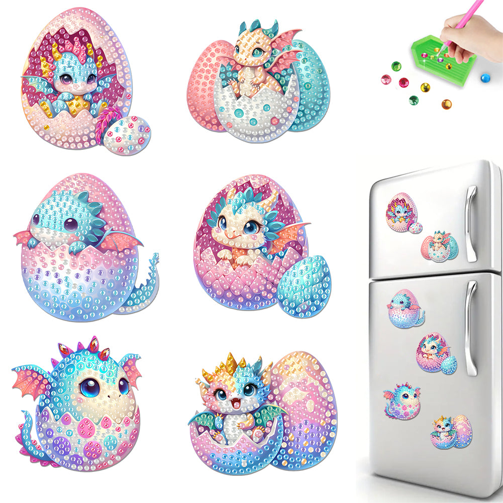 6Pcs Diamond Painting Refrigerator Magnets Diamond Art Kits for Adults (M)