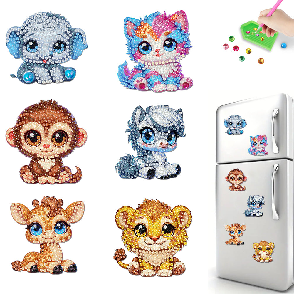 6Pcs Diamond Painting Refrigerator Magnets Diamond Art Kits for Adults (O)