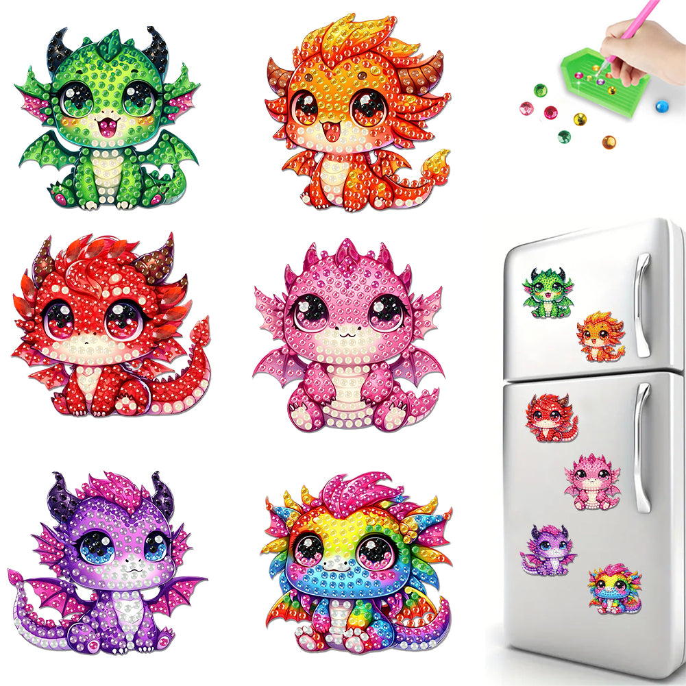 6Pcs Diamond Painting Refrigerator Magnets Diamond Art Kits for Adults (P)