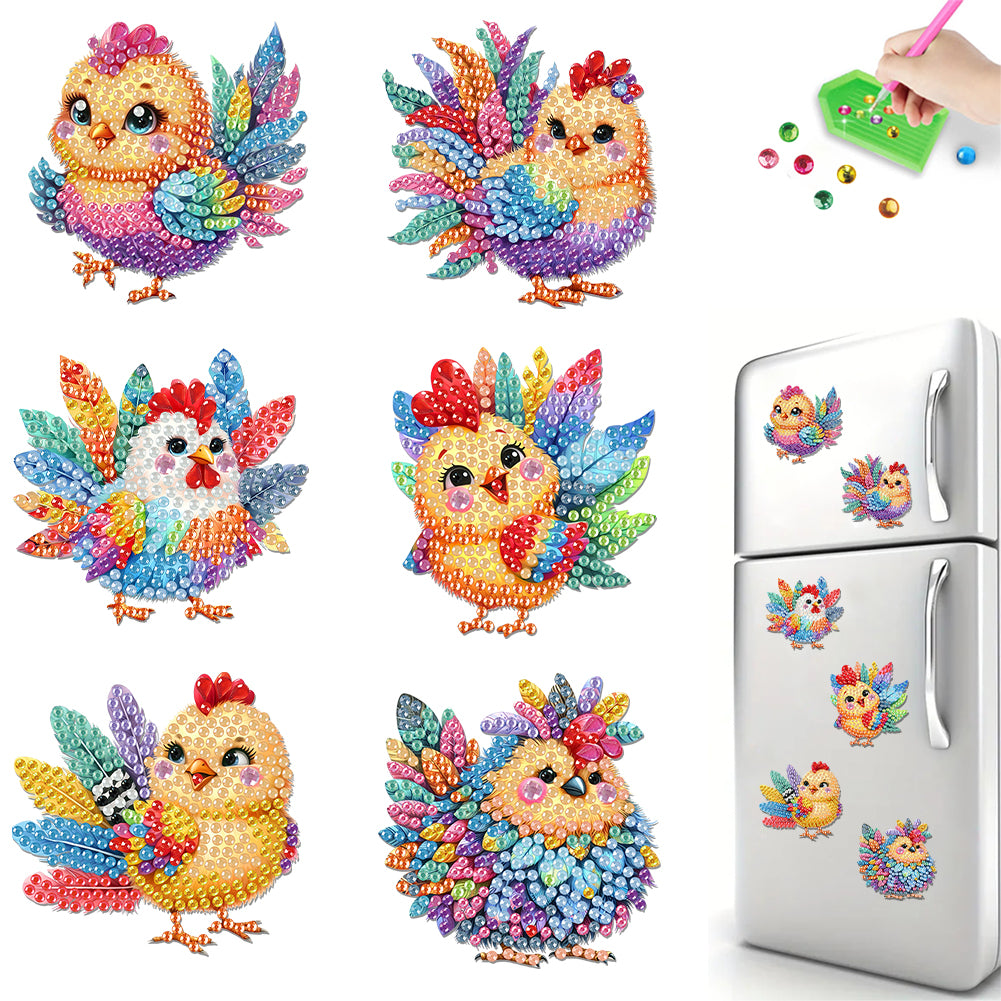 6Pcs Diamond Painting Refrigerator Magnets Diamond Art Kits for Adults (Q)