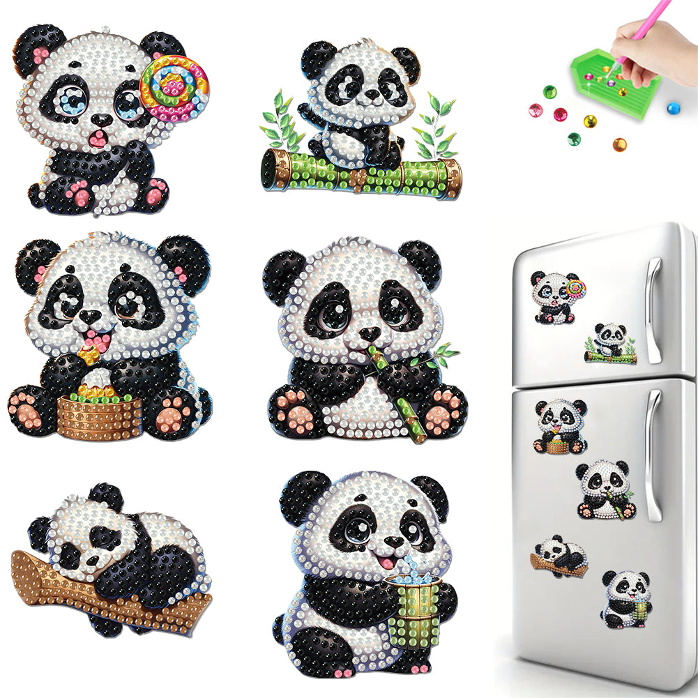 6Pcs Diamond Painting Refrigerator Magnets Diamond Art Kits for Adults (S)