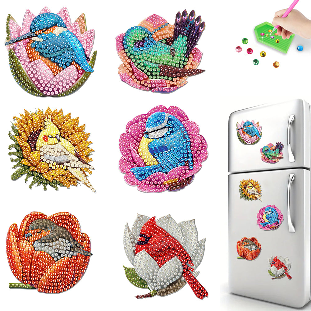 6Pcs Diamond Painting Refrigerator Magnets Diamond Art Kits for Adults (V)