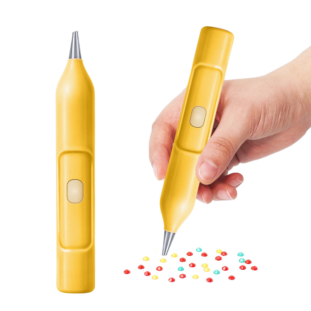 Electric Diamond Painting Pen No Wax Needed Vacuum Diamond Art Pen (Yellow)