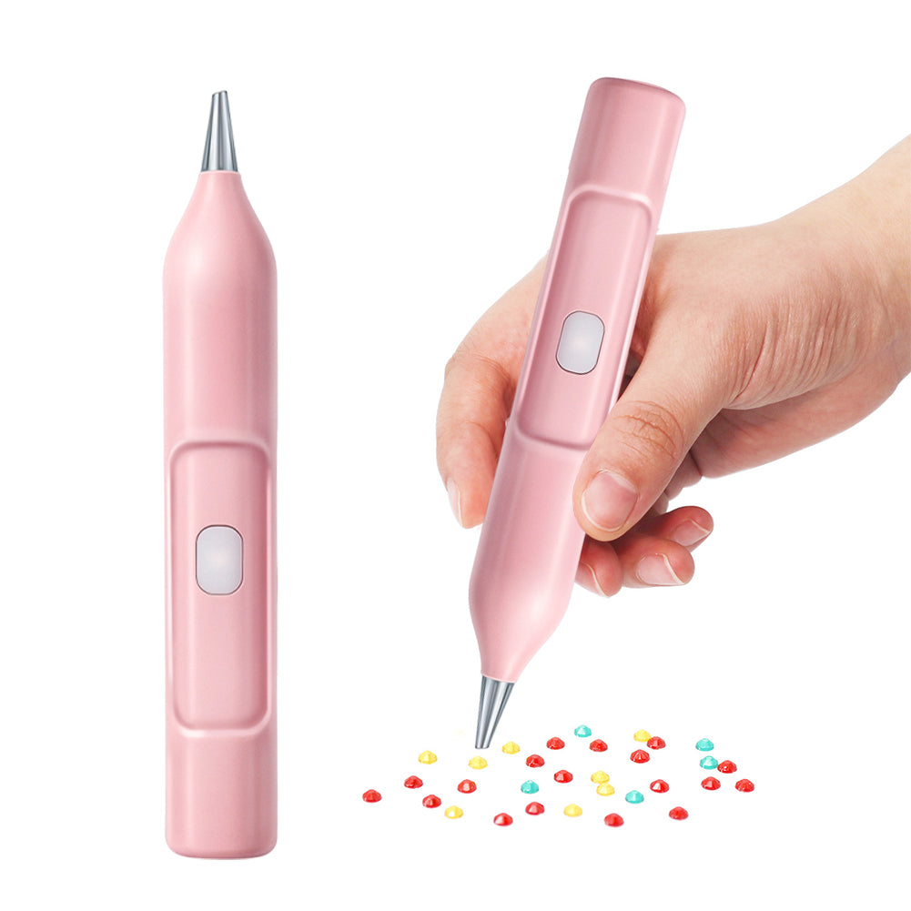 Electric Diamond Painting Pen No Wax Needed Vacuum Diamond Art Pen (Pink)