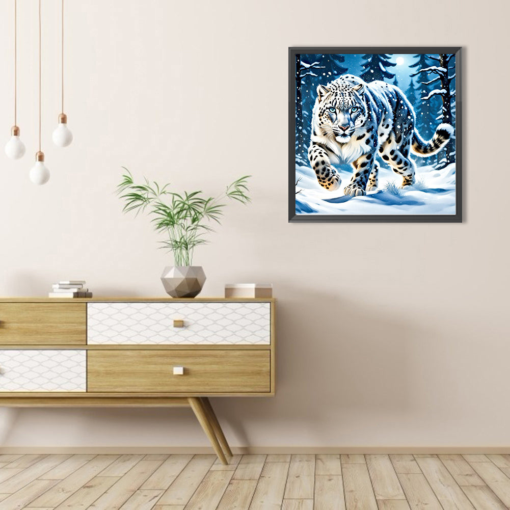 AB Diamond Painting - Full Round - Snow Leopard In The Snow (40*40CM)