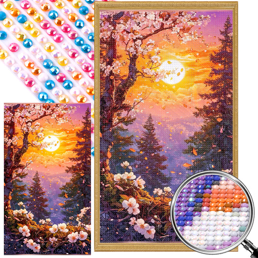 AB Diamond Painting - Full Round - Flowers, Forest And Sun (40*70CM)