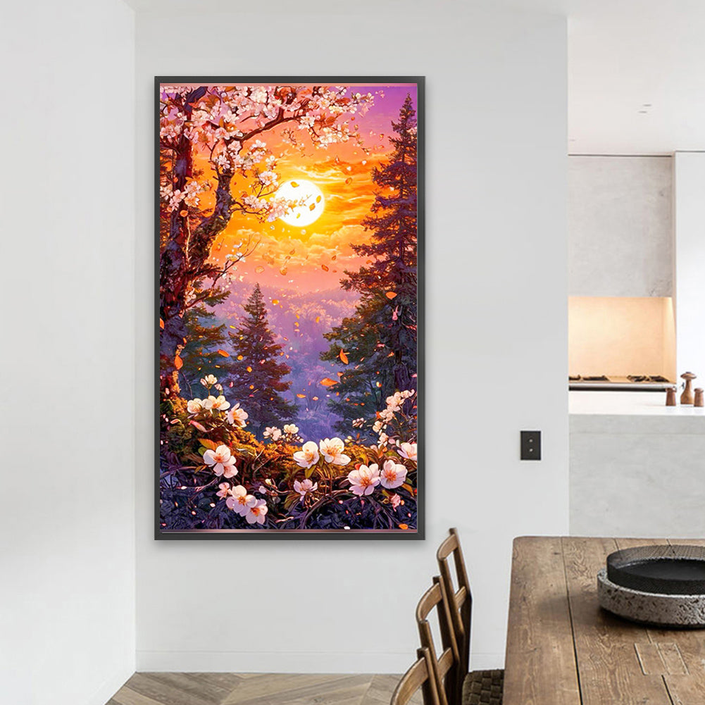 AB Diamond Painting - Full Round - Flowers, Forest And Sun (40*70CM)