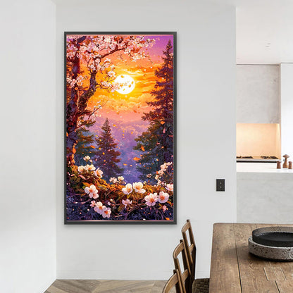 AB Diamond Painting - Full Round - Flowers, Forest And Sun (40*70CM)