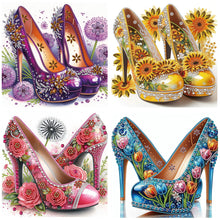 Load image into Gallery viewer, 4 Pcs  Diamond Painting - Partial Special Shaped - High Heels (30*30CM)
