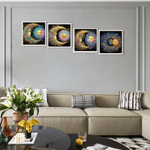 Load image into Gallery viewer, 4 Pcs Diamond Painting - Partial Special Shaped - Flowers And Stars And Moon (30*30CM)
