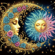 Load image into Gallery viewer, 4 Pcs Diamond Painting - Partial Special Shaped - Flowers And Stars And Moon (30*30CM)
