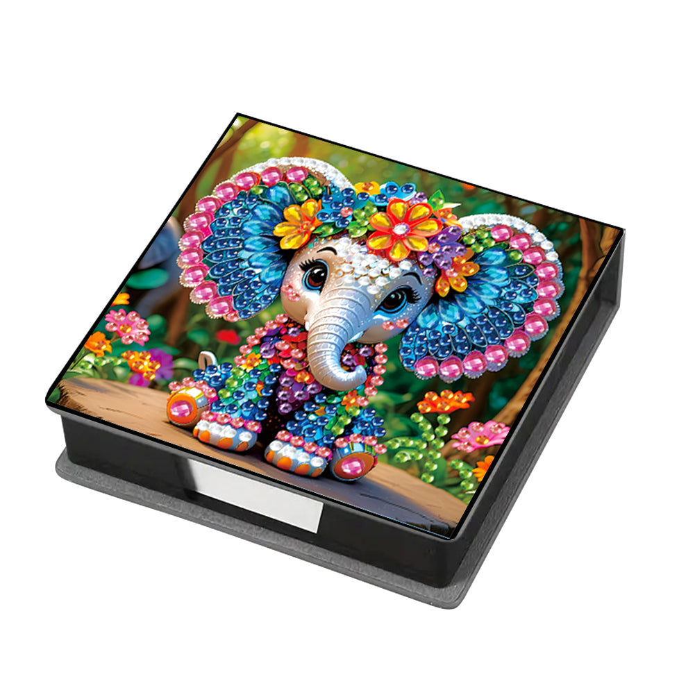 Animals Leather Diamond Art Note Box with 160 Sheets of Paper for DIY Art Craft