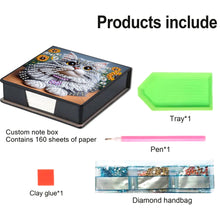 Load image into Gallery viewer, Animals Leather Diamond Art Note Box with 160 Sheets of Paper for DIY Art Craft
