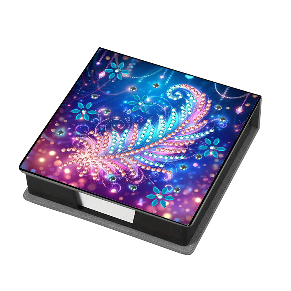 Animals Leather Diamond Art Note Box with 160 Sheets of Paper for DIY Art Craft