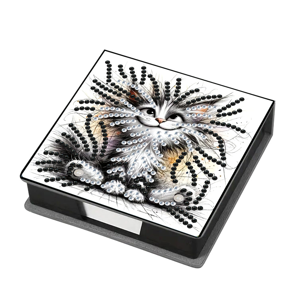 Animals Leather Diamond Art Note Box with 160 Sheets of Paper for DIY Art Craft