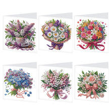 Load image into Gallery viewer, 6Pcs Bouquet DIY Diamond Painting Card Diamond Drawing Card for Adults Beginners
