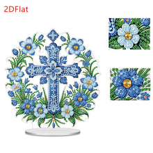 Load image into Gallery viewer, 2Pcs Desktop Diamond Art Kits Blue And White Porcelain Cross Bedroom Table Decor
