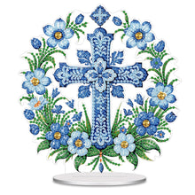 Load image into Gallery viewer, 2Pcs Desktop Diamond Art Kits Blue And White Porcelain Cross Bedroom Table Decor

