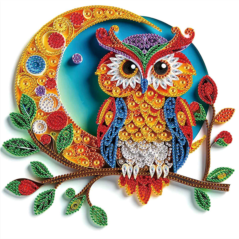 Diamond Painting - Partial Special Shaped - Paper Quilling Owl (30*30CM)