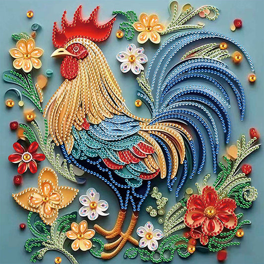 Diamond Painting - Partial Special Shaped - Paper Quilling Rooster (30*30CM)