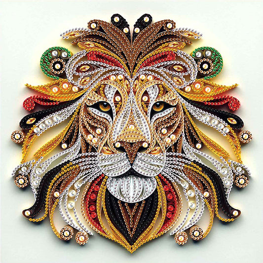 Diamond Painting - Partial Special Shaped - Paper Quilling Lion (30*30CM)
