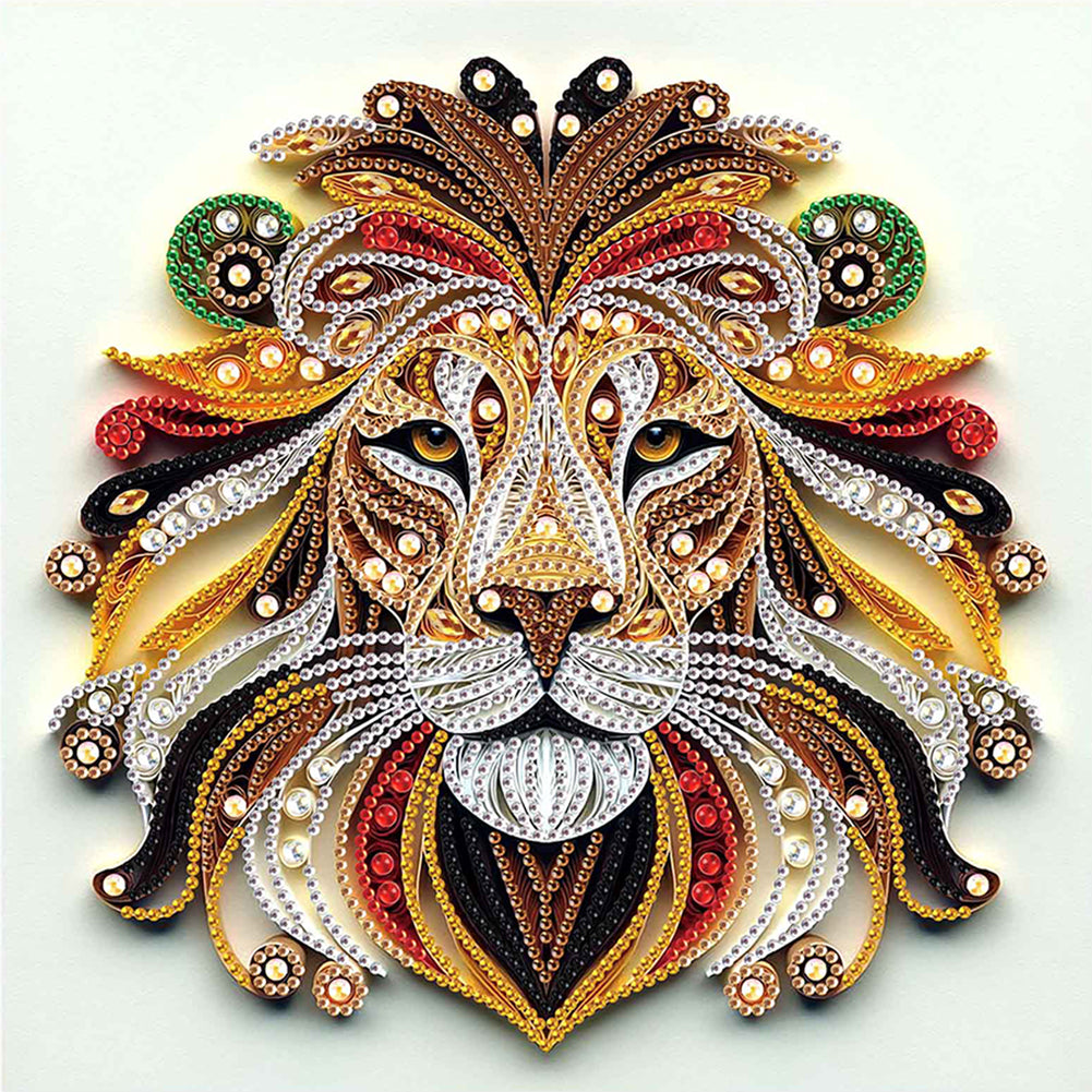 Diamond Painting - Partial Special Shaped - Paper Quilling Lion (30*30CM)