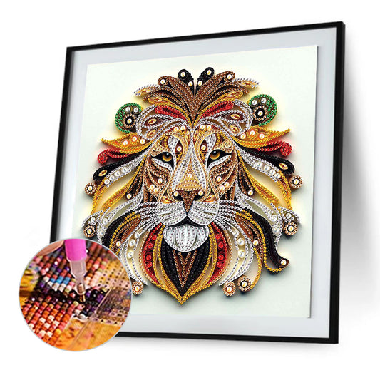 Diamond Painting - Partial Special Shaped - Paper Quilling Lion (30*30CM)