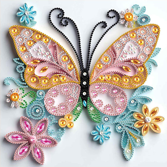 Diamond Painting - Partial Special Shaped - Paper Quilling Butterfly (30*30CM)