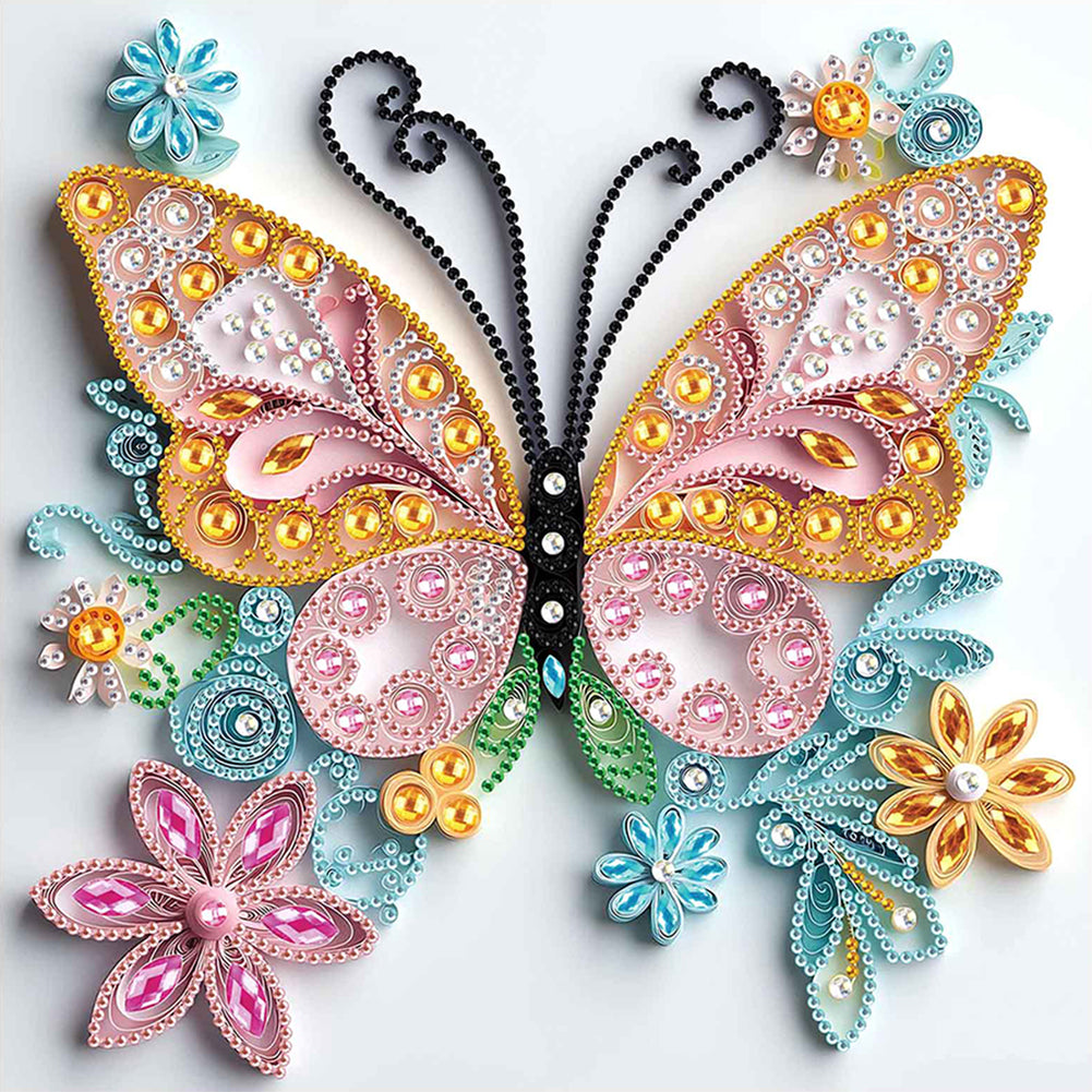 Diamond Painting - Partial Special Shaped - Paper Quilling Butterfly (30*30CM)