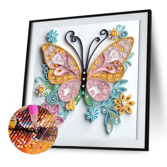 Diamond Painting - Partial Special Shaped - Paper Quilling Butterfly (30*30CM)
