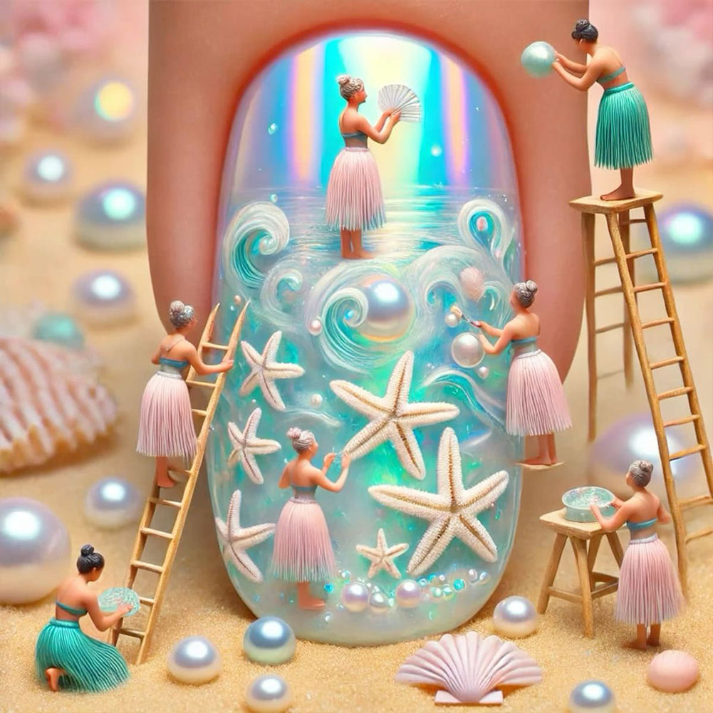 Diamond Painting - Full Round - Wave Summer Nail Art (40*40CM)