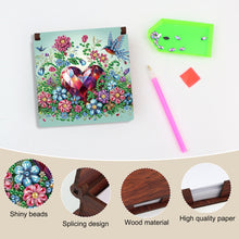 Load image into Gallery viewer, Wood Gem Heart Hummingbird Diamond Painting Memo Pad Holder Mosaic Kit for Home
