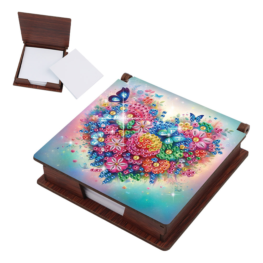 Wood Butterfly Heart Diamond Painting Memo Pad Holder Mosaic Kit for Home Office