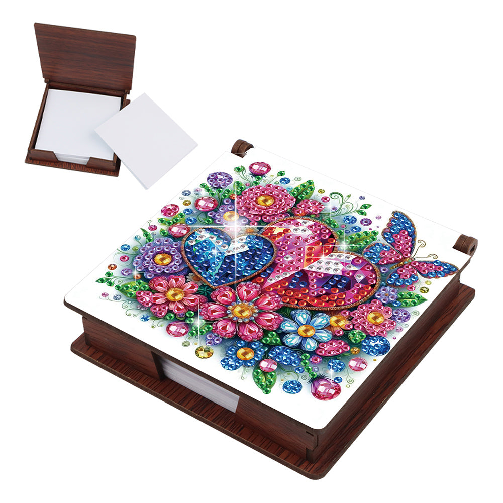 Wood Gem Heart Diamond Painting Memo Pad Holder Mosaic Kit for Home Office