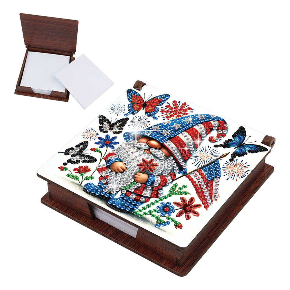 Wood Independence Day Gnome Diamond Painting Memo Pad Holder Mosaic Kit
