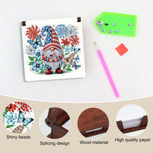 Load image into Gallery viewer, Wood Independence Day Gnome Diamond Painting Memo Pad Holder Mosaic Kit

