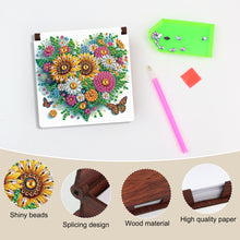 Load image into Gallery viewer, Wood Heart Sunflower Diamond Painting Memo Pad Holder Mosaic Kit for Home Office
