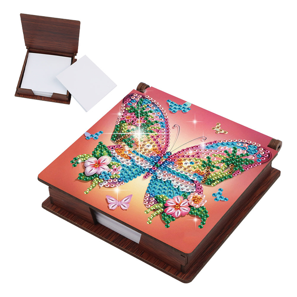 Wood Flower Butterfly Diamond Painting Memo Pad Holder Mosaic Kit for Home