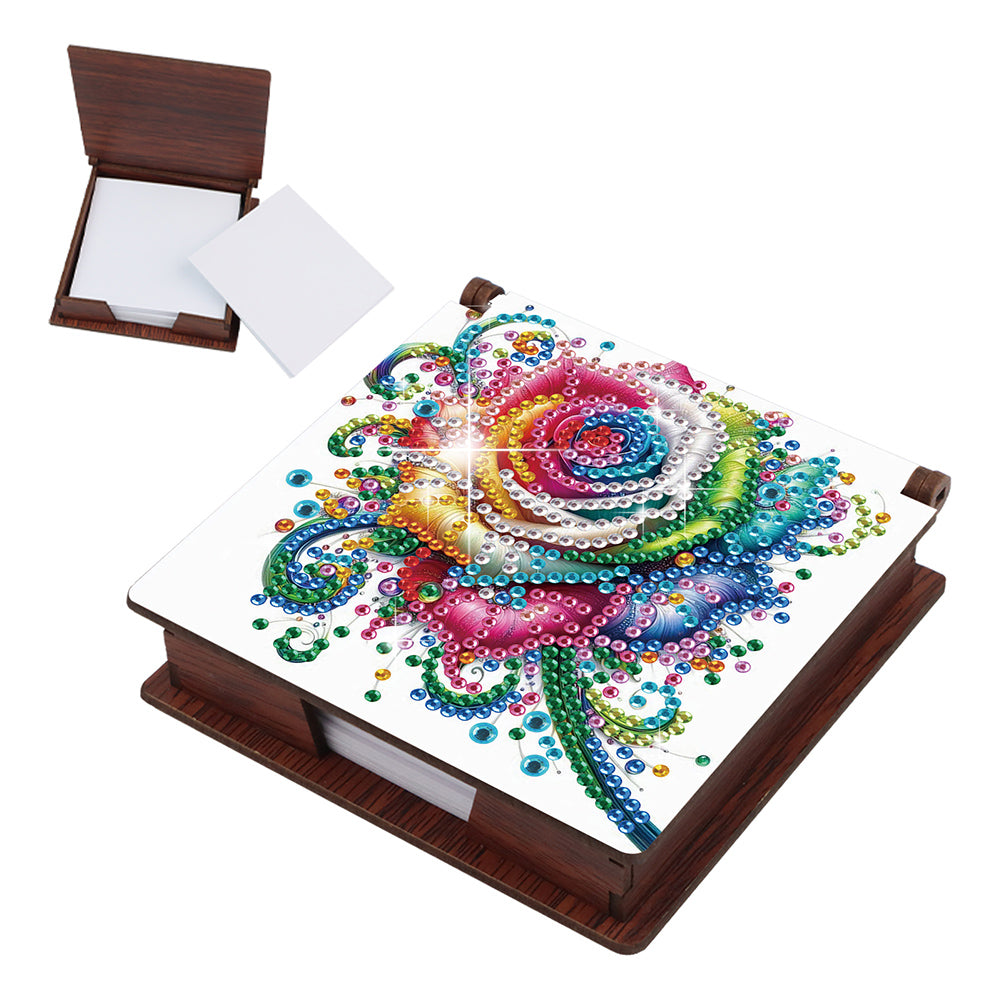 Wood Shining Rose Diamond Painting Memo Pad Holder Mosaic Kit for Home Office