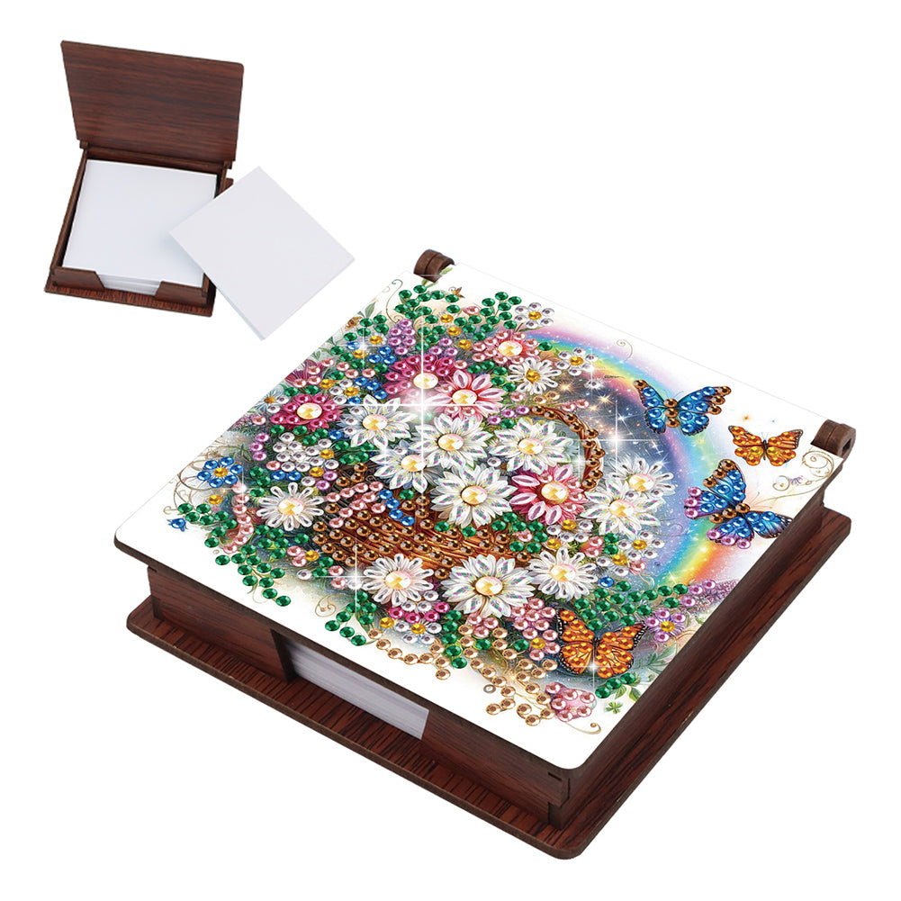 Wood Flower Butterfly Diamond Painting Memo Pad Holder Mosaic Kit for Home