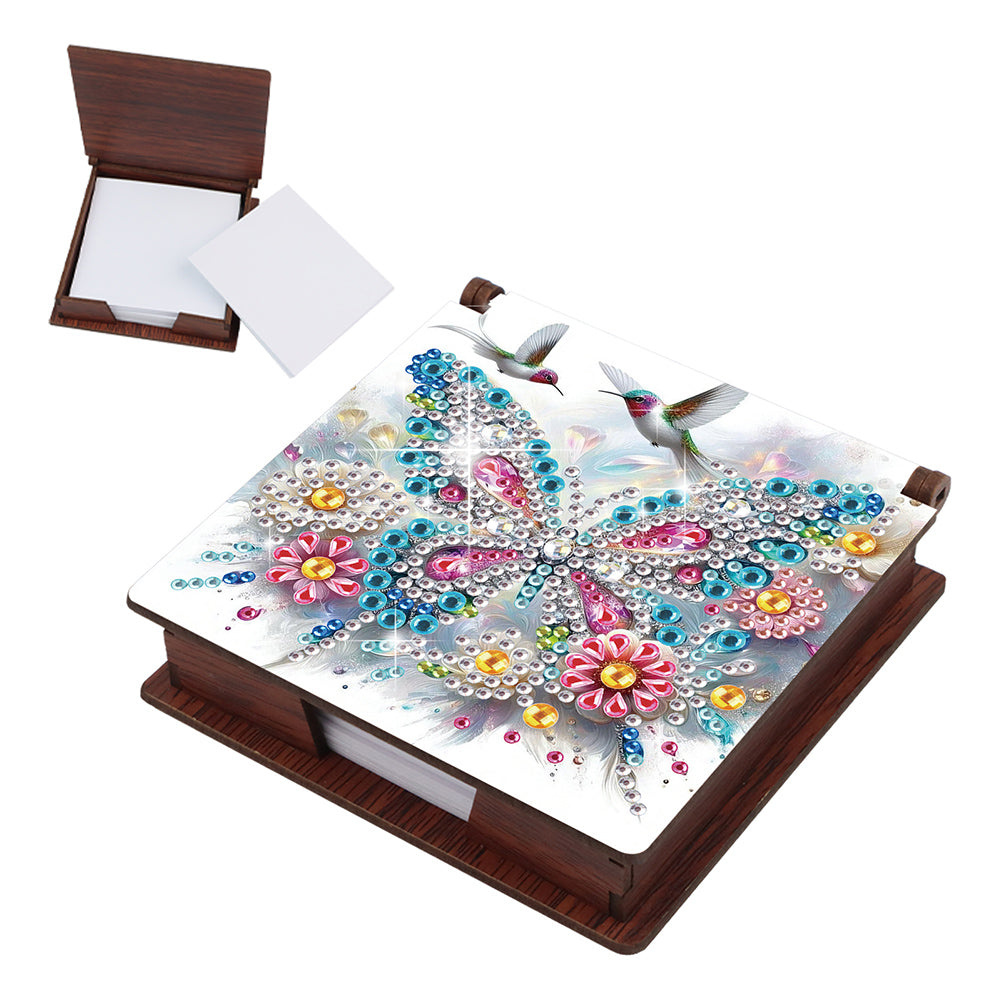 Wood Hummingbird Butterfly Diamond Painting Memo Pad Holder Mosaic Kit for Home