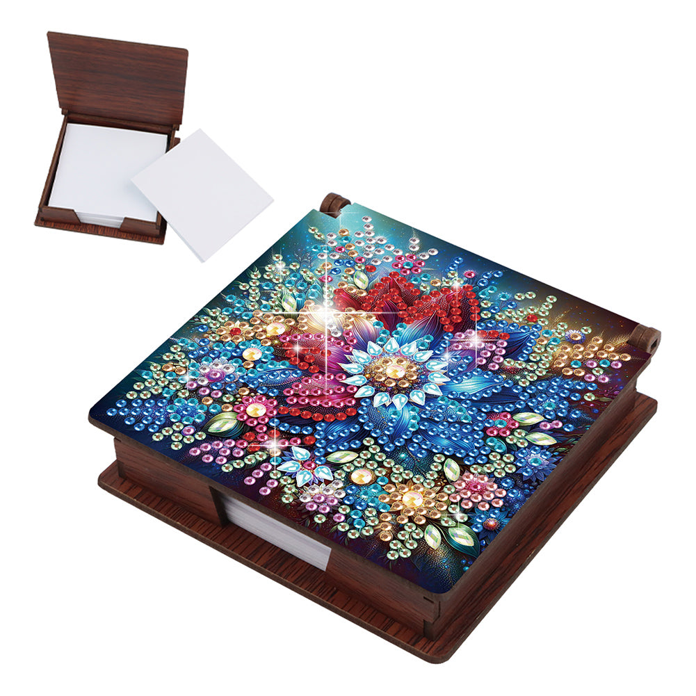 Wood Flower Diamond Painting Memo Pad Holder Mosaic Kit for Home Office